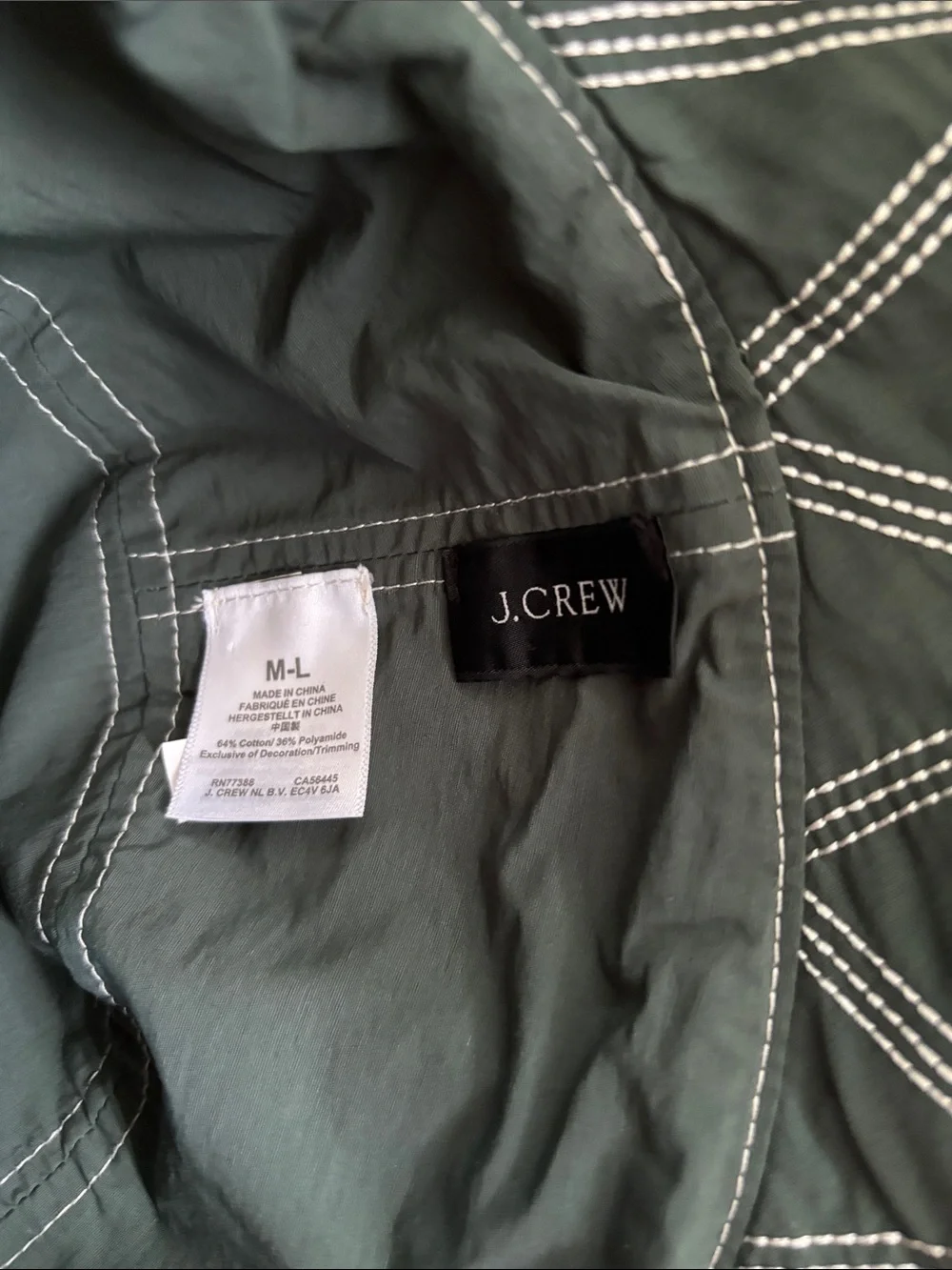 J. Crew Black Waterproof Bucket Hat with White Star Stitching Detail